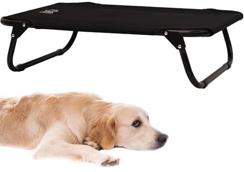 iNap Raised Dog Bed with Folding Legs - Cooling Elevated Pet Bed with Washable Breathable Fabric - Orthopaedic Steel Frame Design - Choose Colour & Size (S)