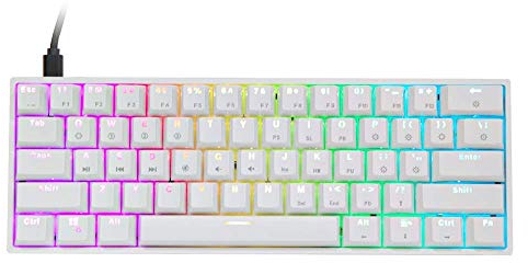 EPOMAKER SKYLOONG GK61 SK61 Gaming Keyboard, 60% Optical Keyboard with 1ms Latency, Shine-Through RGB Backlight, Hot-Swappable & Programmable for WIN/MAC (White, Gateron Optical Blue)