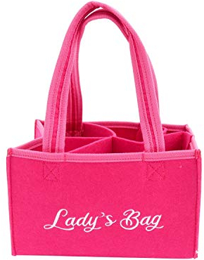 Ladys Bag Flaschentasche Filz Damentasche Bier Prosecco Geschenke Flaschenhalter Flaschenträger Festival Größe ca. 23 x 15 x 15 cm passt für 6 Flaschen/Dosen mit je 0,33 oder 0,5 Liter