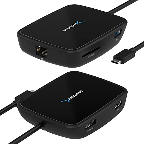SABRENT Station d'accueil de Voyage compacte avec Double Affichage Thunderbolt 3, HDMI 2.0 4K, DisplayPort 1.4 8K, Lecteur de Carte SD, Port Ethernet | 1 Port USB 3.2 Type-A, pour Mac et PC (HB-THUC)