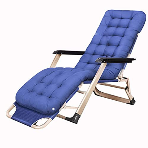 LLLD Gartenliege 1er Set Bäderliege Armlehne Stahlrahmen Relaxliege Klappbar Kippliege Bis 200 Kg Belastbar Wetterfest Pflegeleicht (Color : Blue)