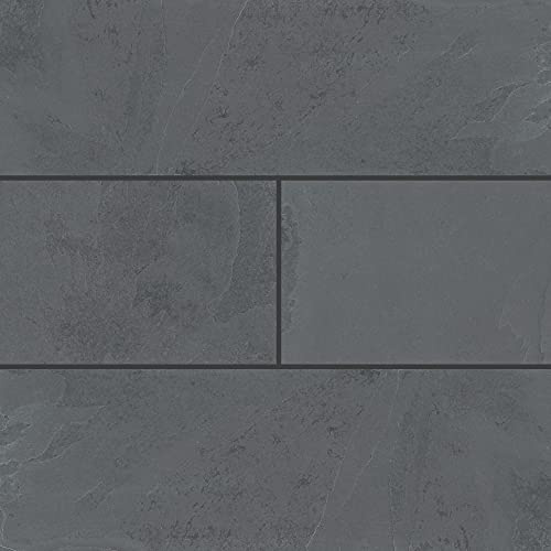 Ackland Camden Black Charcoal 4 in. x 12 in. Gauged Slate Subway Tile