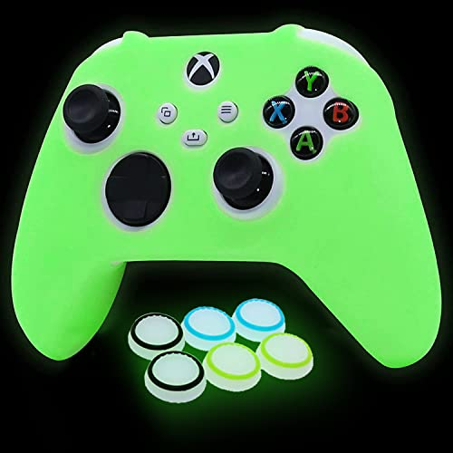 HLRAO Cover protettiva in silicone che si illumina al buio per controller Xbox Series X, custodia protettiva in gomma morbida antiscivolo per controller Xbox Series S con 6 tappi per l'impugnatura del