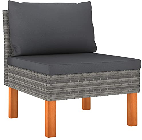 Catherinol Mittelsofa, Loungesofa, Sitzecke Garten, Gartensofa, Multifunktionssofa, Balkonset, Palettenmöbel, Europaletten Möbel, Balkonmöbel, Paletten Sofa, Poly Rattan und Eukalyptus Massivholz