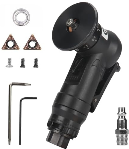 SI FANG Portable Pneumatic Chamfer Tool, for Metal Chamfering Deburring Trimming Beveling, Ultra Light Handheld Mini Air Beveler, with Carbide Blade Inserts and Bearing
