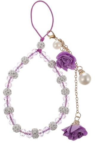 UKCOCO Mobile Phone Straps Crystal Hand Wrist Lanyard Cute Phone Charm Car Key Purse Pendant Lanyard Wrist Strap Badge Holder Cell Name Tag Purple Bead Unique