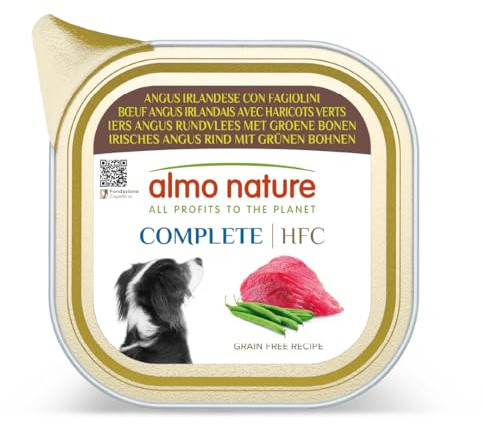 almo nature HFC Complete - Nourriture Humide pour Chiens Adultes - Angus Irlandais avec Haricots Verts - Qualité Humaine, sans Gluten, Monoprotéine - 85g, Pack de 17