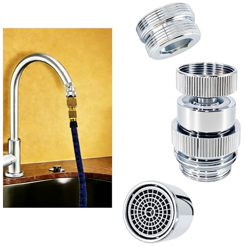 3/4 Zoll GHT-Gewinde Gartenschlauch-Adapter mit Belüfter, 360 Grad drehbarer Wasserhahn auf Gartenschlauch-Adapter, Spüle, Gartenschlauch-Aufsatz, Anschluss für Badezimmer, Küche