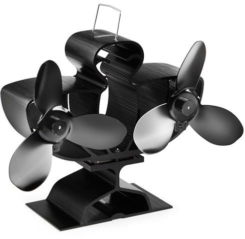 VonHaus Stove Fan – Double Log Burner Fan with 6 Blades, Heat Powered for Wood/Log Burners, Fireplaces, Stove Heaters – Silent Operation, Eco Friendly Circulation, Self Powered, 2 Year Warranty
