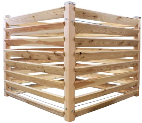 Gartenwelt Riegelsberger Compostiera moderna singola, ca. 120 x 120 cm, altezza 100 cm, in legno massello di larice, compostiera compostiera in legno massiccio