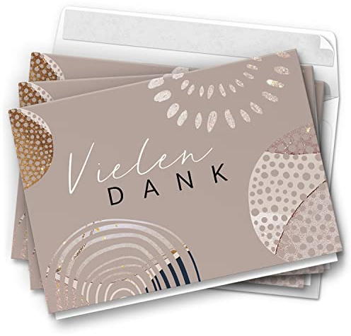 10 Dankeskarten mit Umschlag - Motiv Powder Geometric Style - moderne Klappkarten Danksagungen, Danke sagen, bedanken, Dankeschön Karten