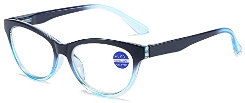 VEVESMUNDO Damen Lesebrillen Anti Blaulicht Vintage Katzenaugen Kunststoff Modern Blaulichtfilter Lesehilfe Sehhilfe Brillen +1.0,+1.5,+2.0,+2.5,+3.0,+3.5 (1 Stück Blau Lesebrille, 1.5)