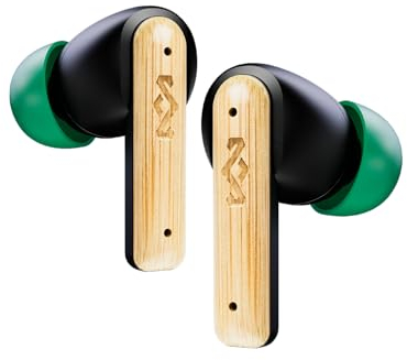 Marley House of Little Bird True Wireless Bluetooth Earbuds - Auricolari IPX4 con Microfono Integrato, 24 Ore di Autonomia, Cuffie In-Ear, Ricarica Rapida USB-C, Materiali Sostenibili, Nero
