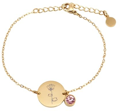 Personalisiertes Armband Geburtsblume, Geschenk für Frauen Freundin Damen Mama