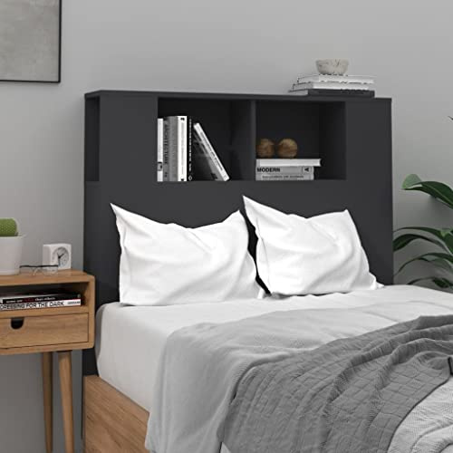 CKioict Betthaupt Wandkissen Bett Bettkopfteil Schlafzimmer Kopfteil mit Ablagen Schwarz 100x18,5x104,5 cmGeeignet für Schlafzimmer, Gästezimmer, Schlafsaal