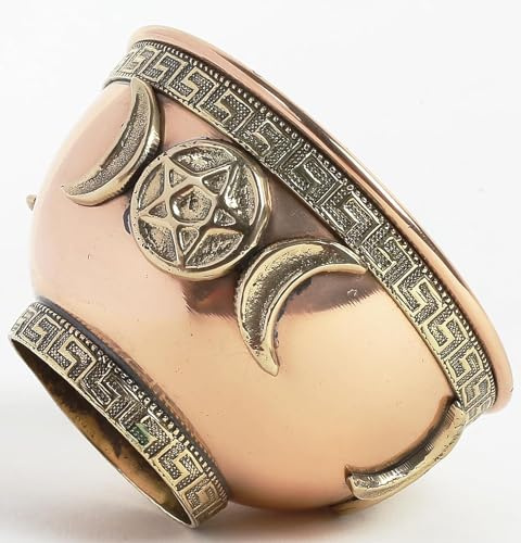 AVA Collections Petit bol de service de sorcellerie, d'offrande ou de bavure, accessoire magique pour potions Wicca (bol triple lune)