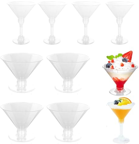 rflaueo Lot de 20 verres à martini en plastique transparent - 150 ml - Verres à cocktail réutilisables et réglables - Pour mariage, anniversaire, jardin, Noël, pique-nique (U173-20)