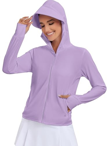 VUTRU Sweat à capuche avec protection solaire UPF 50+ pour femme - Léger à manches longues - Avec poche