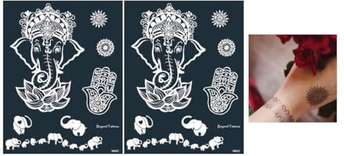 2 Blätter Elefanten Tattoo Schablone Mandala Tattoo Vorlage