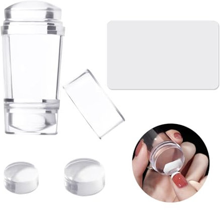 Nail Art Stamper Nagelstempel Werkzeugset Doppelend Silikon Nagel Stempel Kit mit Schaber Nagel Jelly Stempel Klarer Nail Art Stamper Werkzeuge für Stamping & French Nails DIY Maniküre