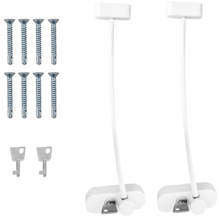 2 Pcs Window Restrictor Locks for Kids Window Restrictors UPVC Baby Security Window Locks with Screws Keys for Baby Child Children Safety, Window Locks Door Locks for Home School and Commercial