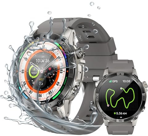 Amoled Military Smart Watch with GPS, Compass, Alititude, Air Pressure, 30M Waterproof, 540mAh 65days Long Standby Time Outdoor Sports Smart Watch Compatiable for Andriod iOS