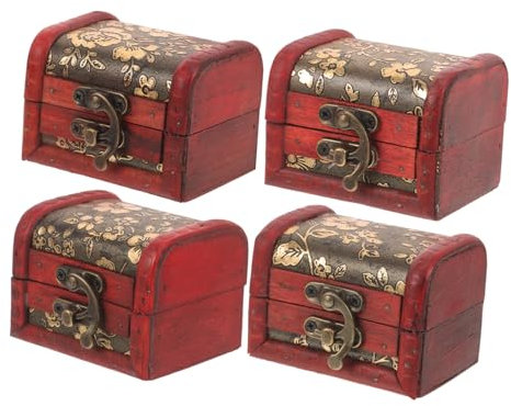 OATIPHO 4pièces Boîte à Bijoux Bois Vintage De Organisateurs De Trésors Rétro Pour Décoration Et Rangement Maison Idéale Pour Anneaux Boucles Oreilles Et Petits Objets