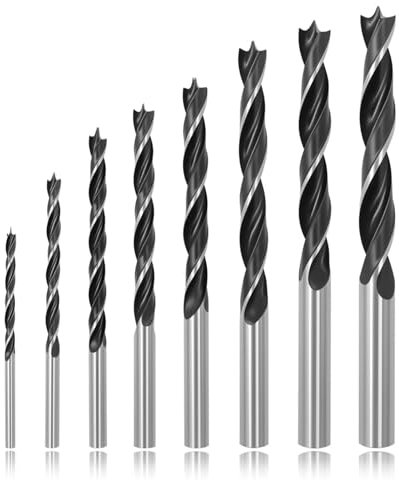 Juego de 8 brocas para madera extraafiladas, brocas profesionales en espiral para madera blanda, madera dura de 3 mm, 4 mm, 5 mm, 6 mm, 7 mm, 8 mm, 9 mm, 10 mm x 90 – 140 mm de largo