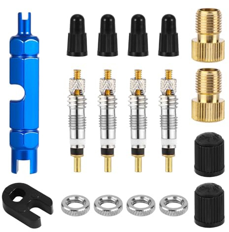 19 Stücke Fahrrad Prestaventil Ersatz Set, Französisch Fahrradventil Adapter Set, Fahrrad Ventiladapter Ventil Adapter, Luftpumpe, für Mountainbikes Fahrradreparatur