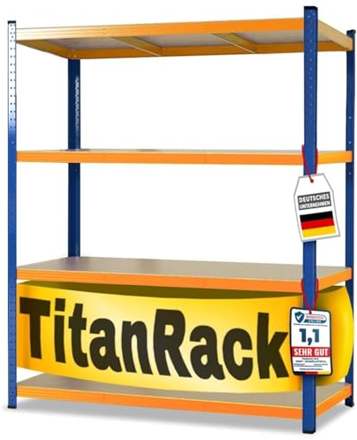 etm Scaffalatura larga 200 x 150 x 60 cm – con portata fino a 1500 kg, utilizzabile come scaffale per carichi pesanti, scaffale per magazzini, cantine, scaffalatura, blu/arancione