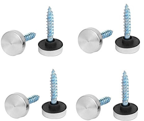 TA-VIGOR 12mm Mirror Screw Cover Caps, 8PCS Silver Brushed Screw Caps