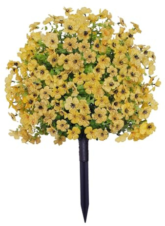 Jiuvaso Fiore Viola Artificiale per Decorazione da Giardino, arbusti vegetali Finti, Giallo