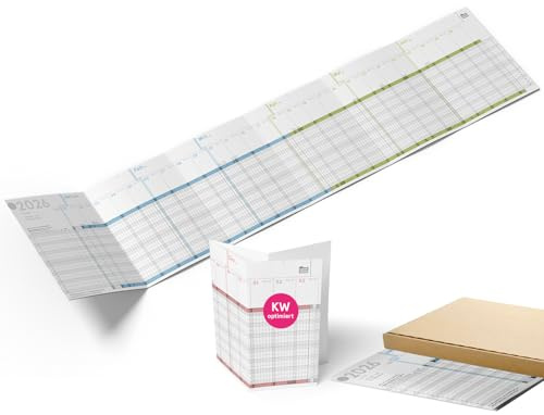weekview Urlaubs- & Projektplaner 2026 A5‑Leporello (84 × 20 cm) – Faltbarer Personal‑ & Dienstkalender für bis zu 20 Mitarbeiter/Projekte, Made in Germany