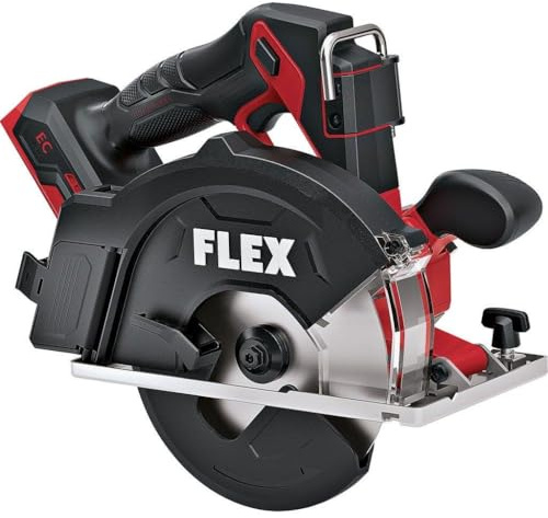FLEX Sierra circular de metal de mano con batería de 18 V (CSM 57 18-EC C, batería de 18 V, profundidad de corte 57 mm, 150 mm, grosor máximo del material 800 N/mm2, hoja de sierra, placa adaptadora