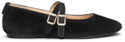 miMaO Amapola - Zapatos de Horma Ancha con Pulsera Negro, EU 39