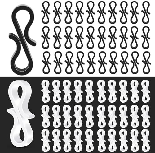 60 PCS Gutter Hooks for Outdoor Lights, Gutter Clips for Outdoor Lights Christmas Wedding Garden (White Black)