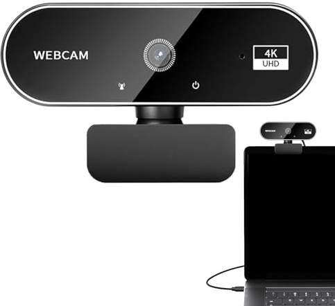 Webcam pour PC Caméra Moniteur sans Fil Vidéo HD 4K | Webcam USB PC Portable Bureau Ordinateur Moniteur Streaming Appel Vidéo Affaires Teams Conférence