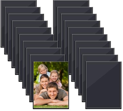 HJYIMYI 20 stycken magnetiska fotoramar, 9,3 x 6,3 cm magnetram, magnetiska fotoväskor, för foton, vykort, för väggdekoration hemma, svart