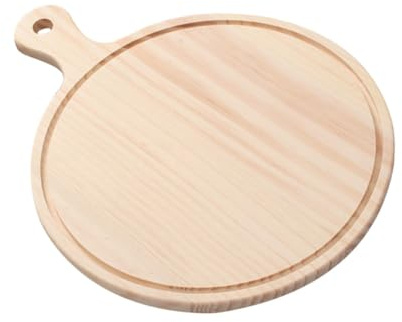 DIYEAH Plateau de Service Bois Beige pour Pizza et Snacks avec Poignée Plateau Multi-usage pour Cuisine et Maison Décoration Classique pour Salon et Salle à Manger