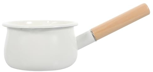 NUOBESTY Pentolino Smaltato per Latte e Brodo con Fondo Piatto e Manico Ergonomico Riscaldamento Veloce e Uniforme Leggero e Multifunzione per Cucinare Zuppe Latte e Cibi