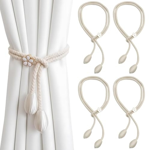 ZocRjvN 4 Raffhalter Für Vorhänge, Vorhang Raffhalter, Gardinen Raffhalter, Vorhanghalter, Gardinenhalter Raffhalter, 4 Stück, Praktische Halterung Für Gardinen Und Vorhänge