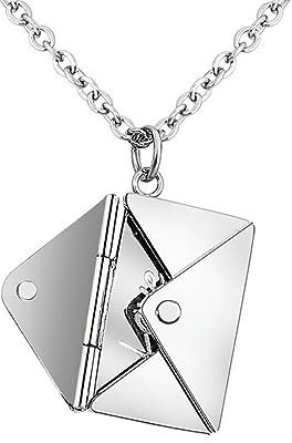 Collana 3D Personalizzata Personalizzata incisa Collana con Foto nascoste in Acciaio Inossidabile Collane con Pendente Collana con Lucchetto per Busta con Magnete