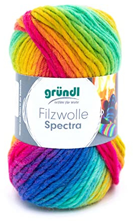 Gründl Filzwolle Spectra, 1 Knäuel á 100 g, Carneval Multicolor | OEKO-TEX zertifiziert, 100% Schurwolle zum Filzen, 100 m