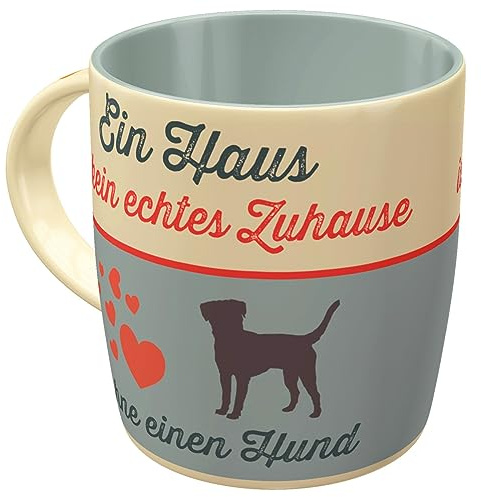 Nostalgic-Art Retro Kaffeebecher, 330 ml, Ein Haus ist kein echtes Zuhause | Keramik-Tasse für Kaffee, Vintage Design, Geschenk-Idee für Hunde-Besitzer