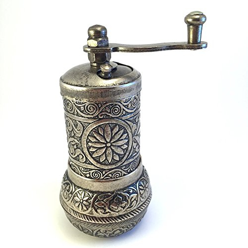 Turkish Grinder, Spice Grinder, Salt Grinder, Pepper Mill (Dark Silver)