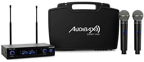 Audibax Sidney 1250 B Micrófono Doble Mano Profesional UHF Frecuencia B + Maleta