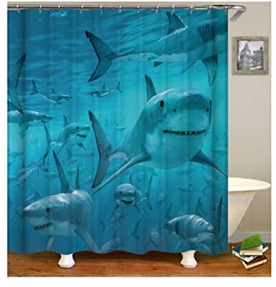 Daesar Polyester-Stoff Badvorhang Vintage Wal Meer Duschvorhang Antischimmel 180x200 cm