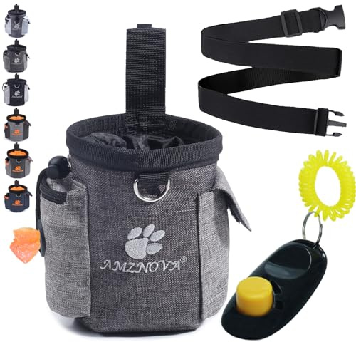 AMZNOVA Futterbeutel Hund Treatnow Leckerlitasche für Hunde, Futterbeutel Hundetraining für Training, Leckerli Beutel Gassitasche Leckerlibeutel Snackbeutel, 3 Tassen, Heather Kaffee