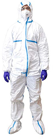 neoChoice re:Lab Polypropylen Schutzoverall mit Überschuhe, Vlies, Weiß, Klein