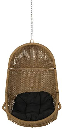 Christopher Knight Home Orville Outdoor Hanging Chair, Dark Gray + Light Brown